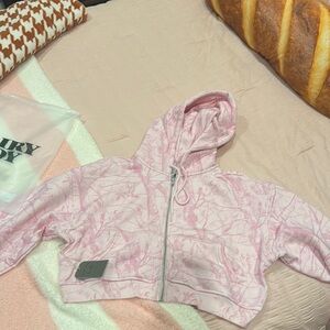 NWT Dairy Boy pink camo cropped zip up size M